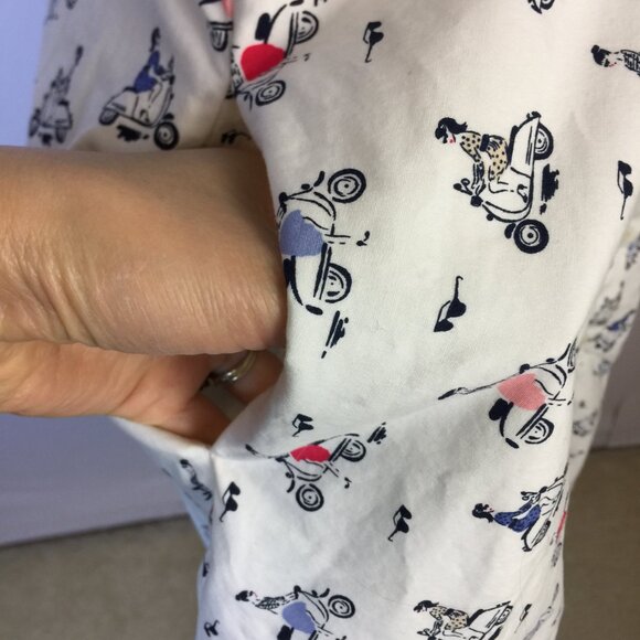 Boden Sophia Shirt Dress Sz 6P Womans Petite White Vespa Scooter Retro Inspired - Picture 15 of 15
